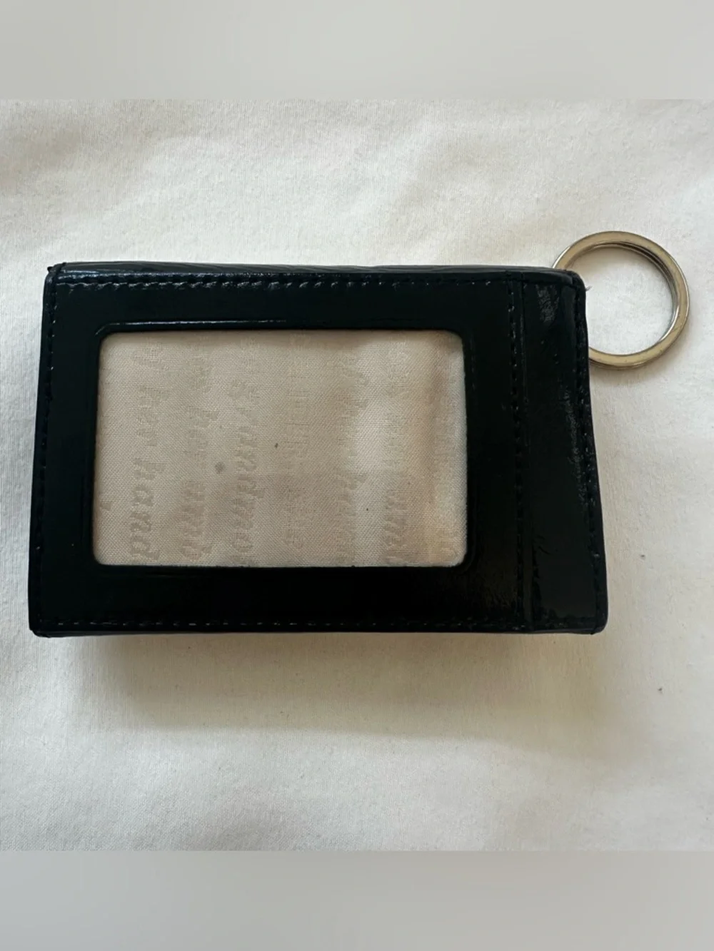 Kate Spade Kiera Chelsea Park Black Cream Striped Patent Wallet with Key Ring